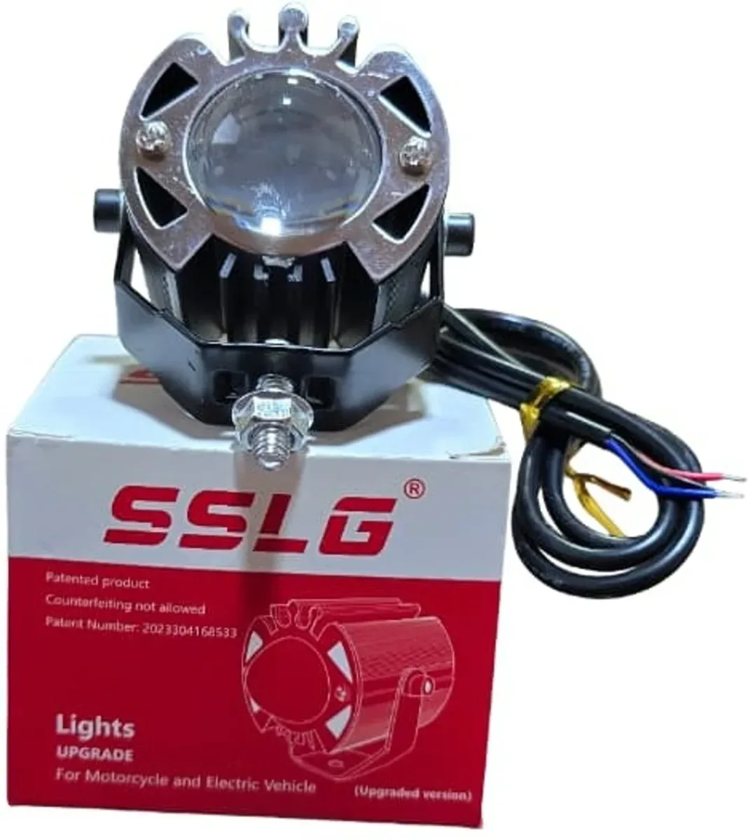 SSLG SG16 Universal 25W LED Projector Fog Lamp Unit (DC 9V–85V) – Dual Color White, Yellow & Strobe Auxiliary Driving Light for Bike Motocycle, Car & Scooter