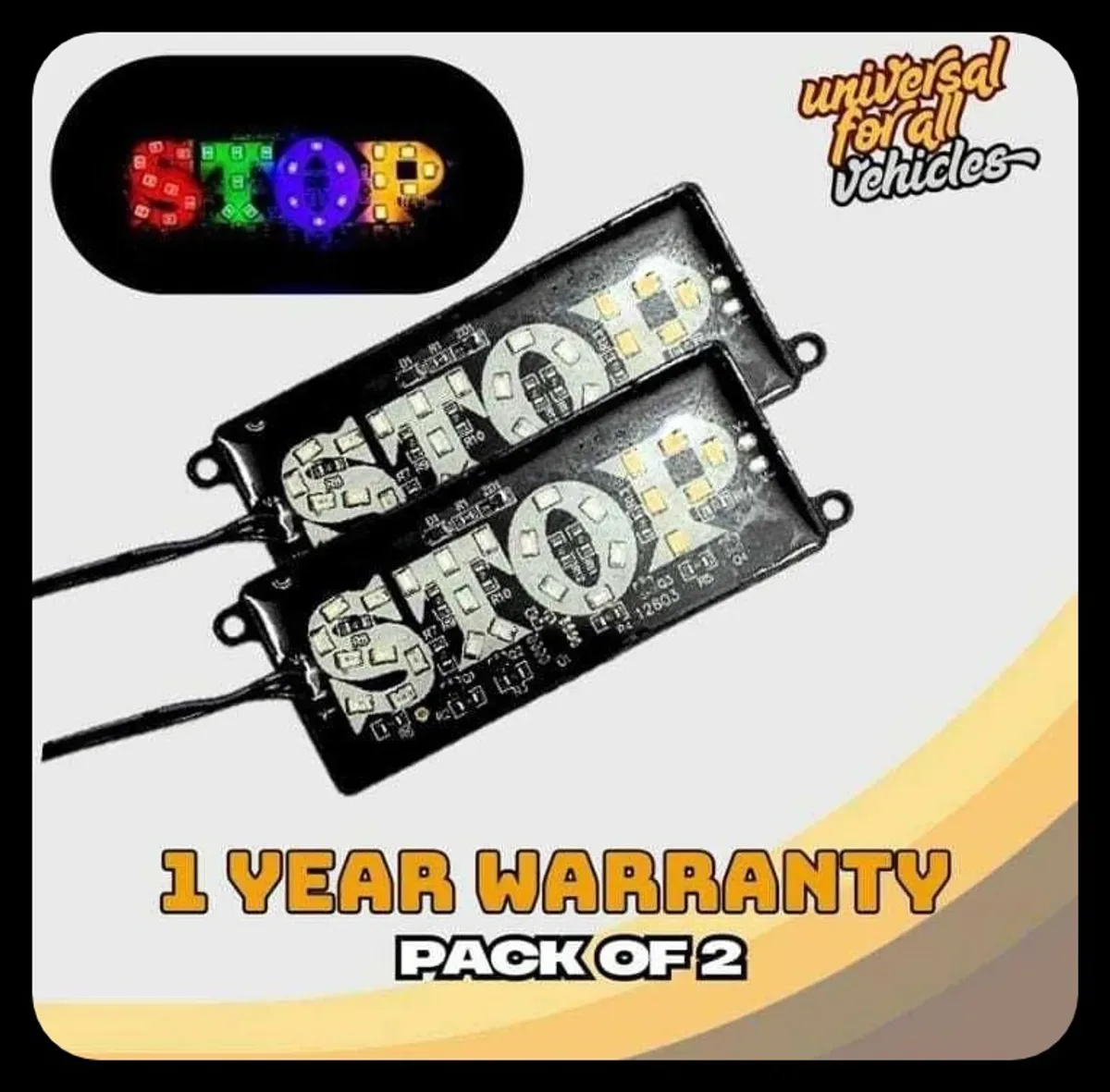 Universal STOP LED Light Combo Pack (1+1 Set) – Multi-Color Rear Brake Tail Light & Name Board Lamp for All Bikes, Scooters & Commercial Vehicles (12V DC)